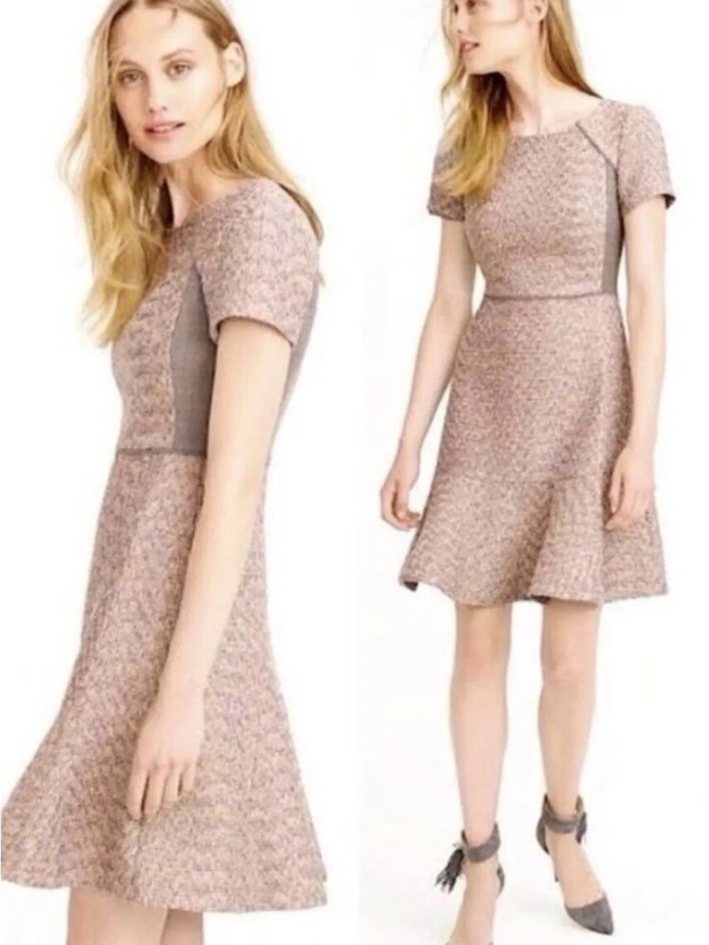 J.Crew Metallic Mixed Tweed Fit & Flare Dress Sz 6 A-line, fit-and-flare Office - Picture 2 of 13